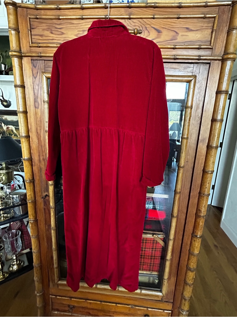 Talbots Red Button-Front Corduroy Dress - Picture 5 of 5